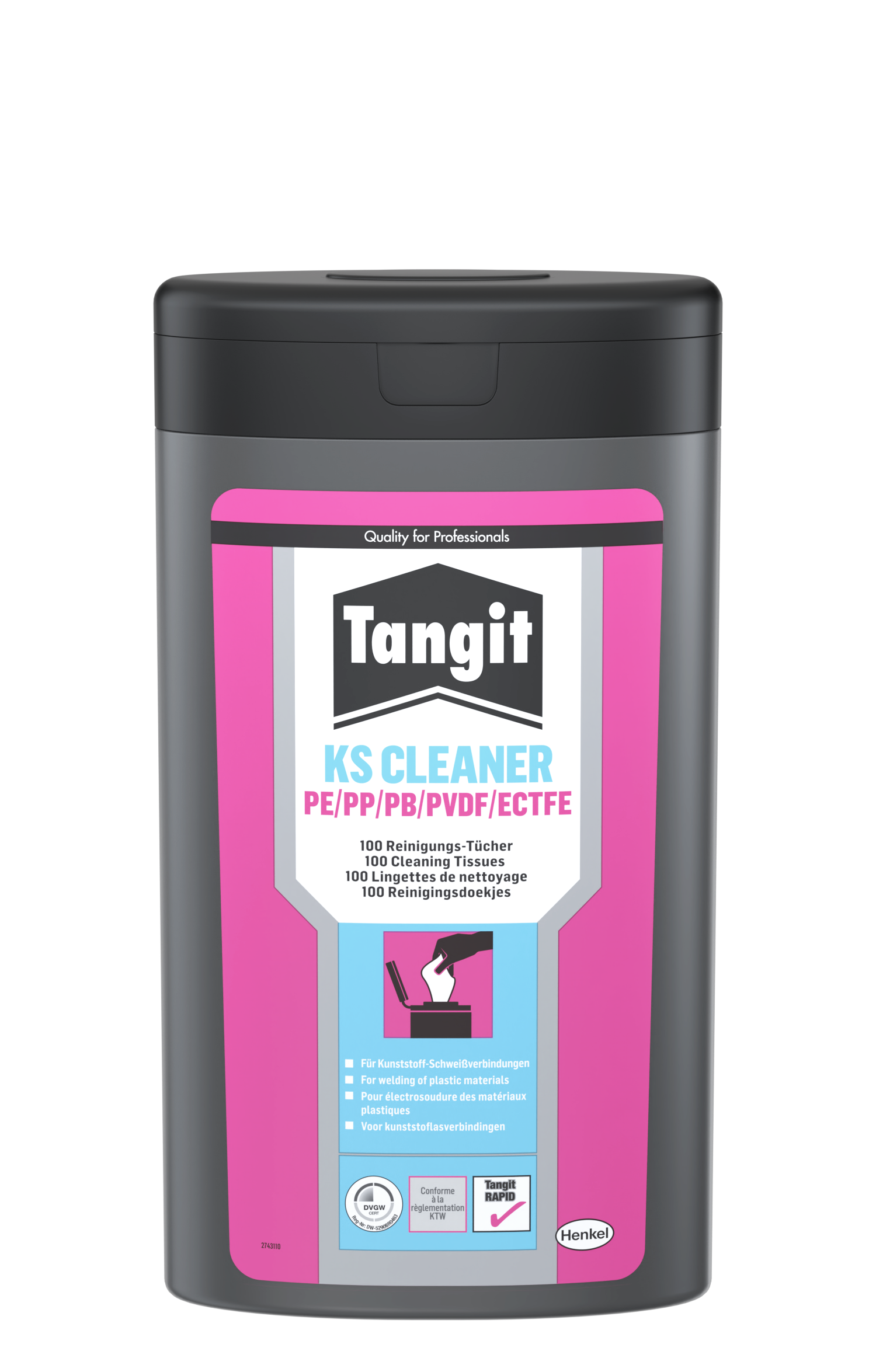 605b4e67df062 Tangit KS-Reinigungstücher Inhalt 1 Dose mit 100 Tüchern PP,PE,PVDF,PB
